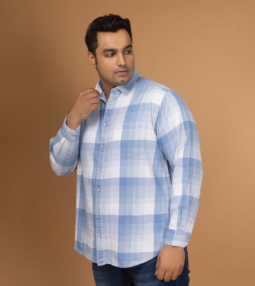 Plus Size Casual Shirt | 4XL - 10XL | 100% Cotton | Light Blue