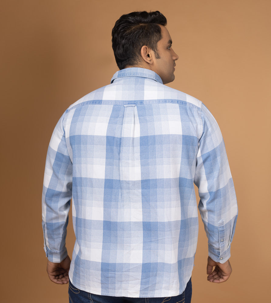 Plus Size Casual Shirt | 4XL - 10XL | 100% Cotton | Light Blue