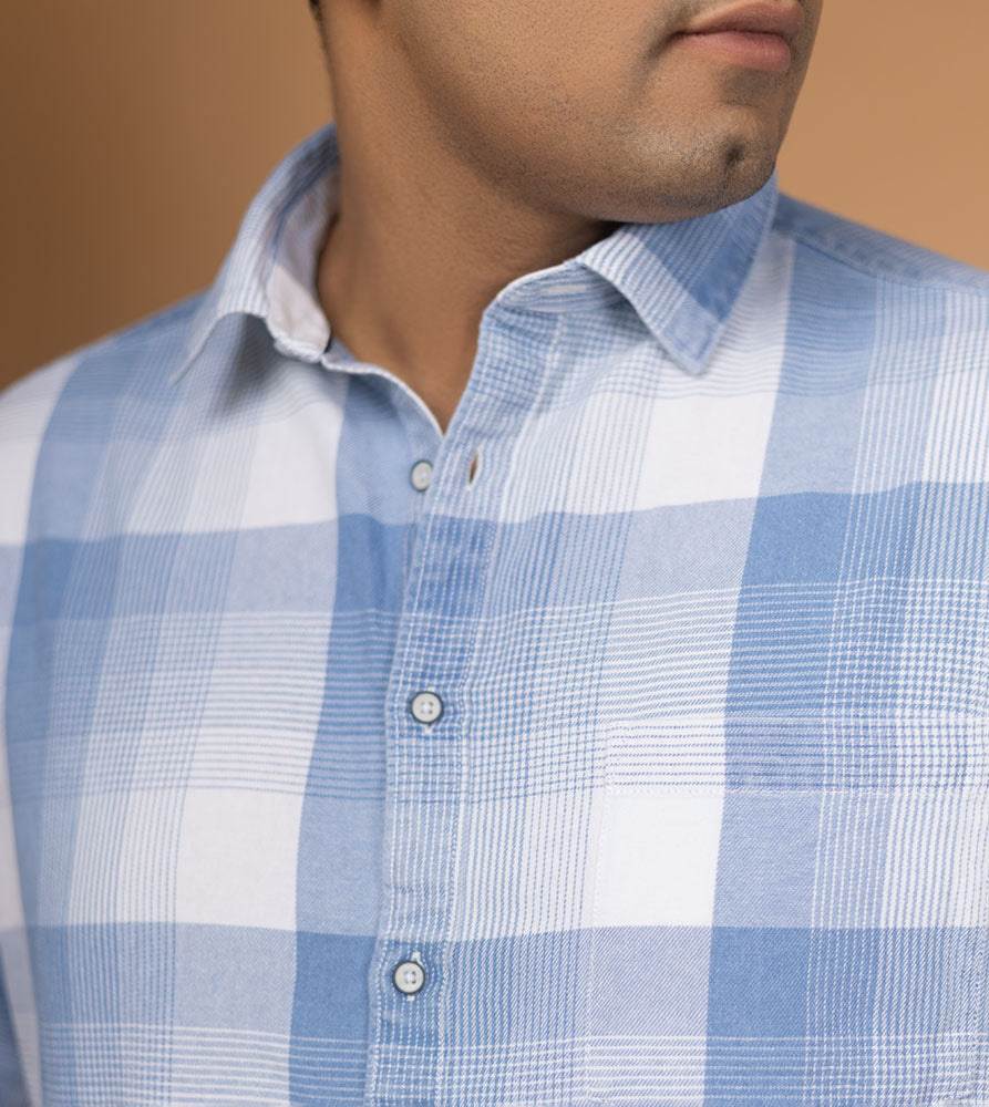 Plus Size Casual Shirt | 4XL - 10XL | 100% Cotton | Light Blue