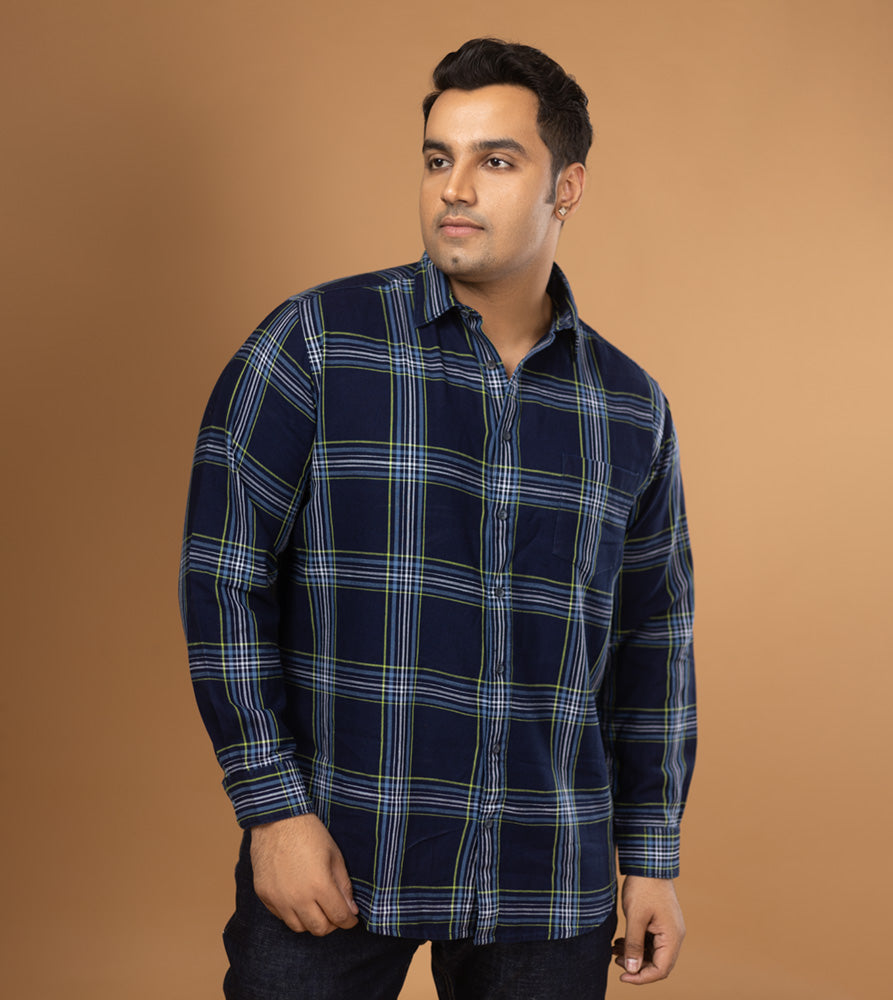 Plus Size Casual Shirt | 4XL - 10XL | 100% Cotton | Indigo
