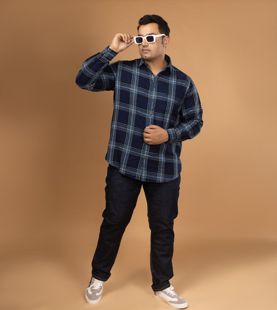 Plus Size Casual Shirt | 4XL - 10XL | 100% Cotton | Indigo