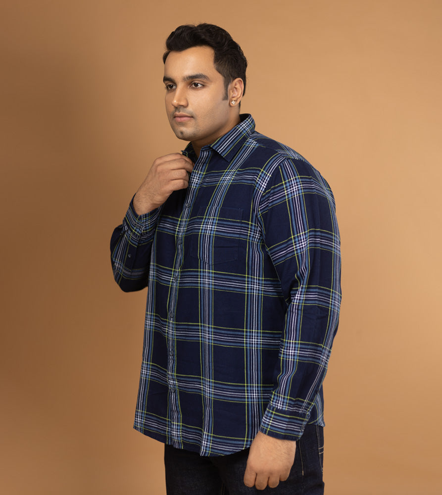 Plus Size Casual Shirt | 4XL - 10XL | 100% Cotton | Indigo