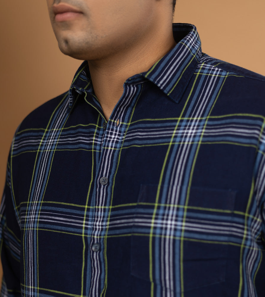 Plus Size Casual Shirt | 4XL - 10XL | 100% Cotton | Indigo