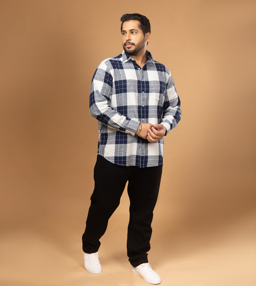 Plus Size Casual Shirt | 4XL - 10XL | 100% Cotton | Indigo