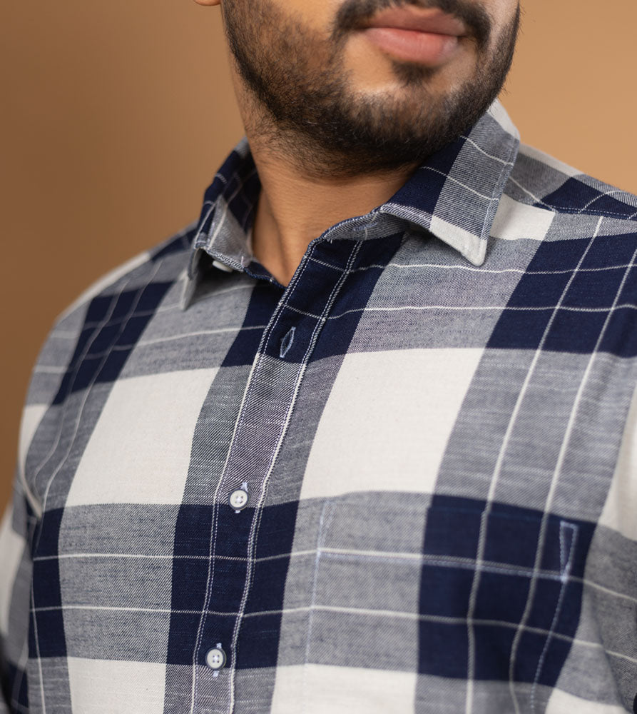 Plus Size Casual Shirt | 4XL - 10XL | 100% Cotton | Indigo