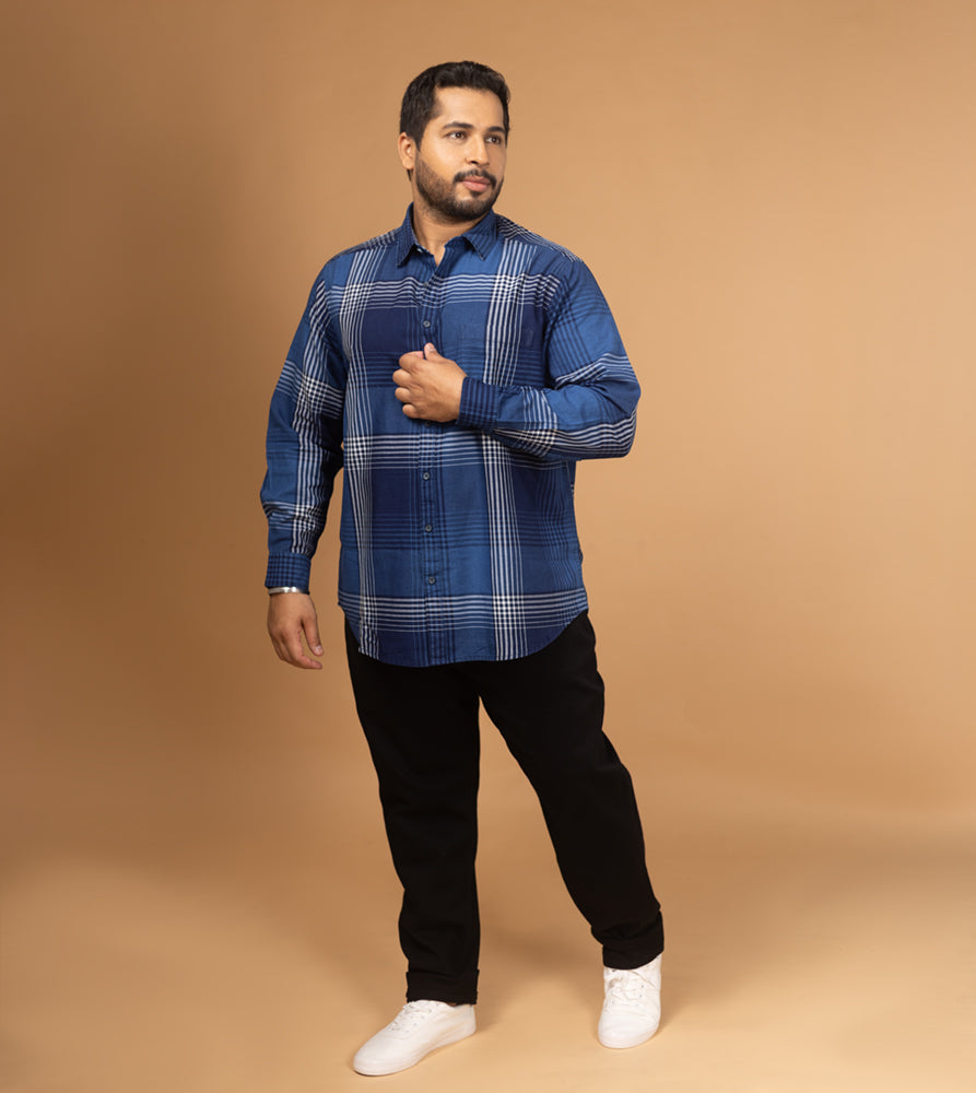 Plus Size Casual Shirt | 4XL - 10XL | 100% Cotton | Indigo