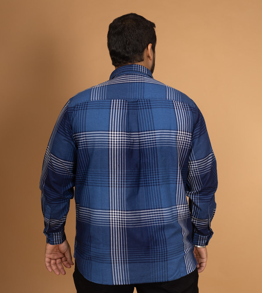 Plus Size Casual Shirt | 4XL - 10XL | 100% Cotton | Indigo