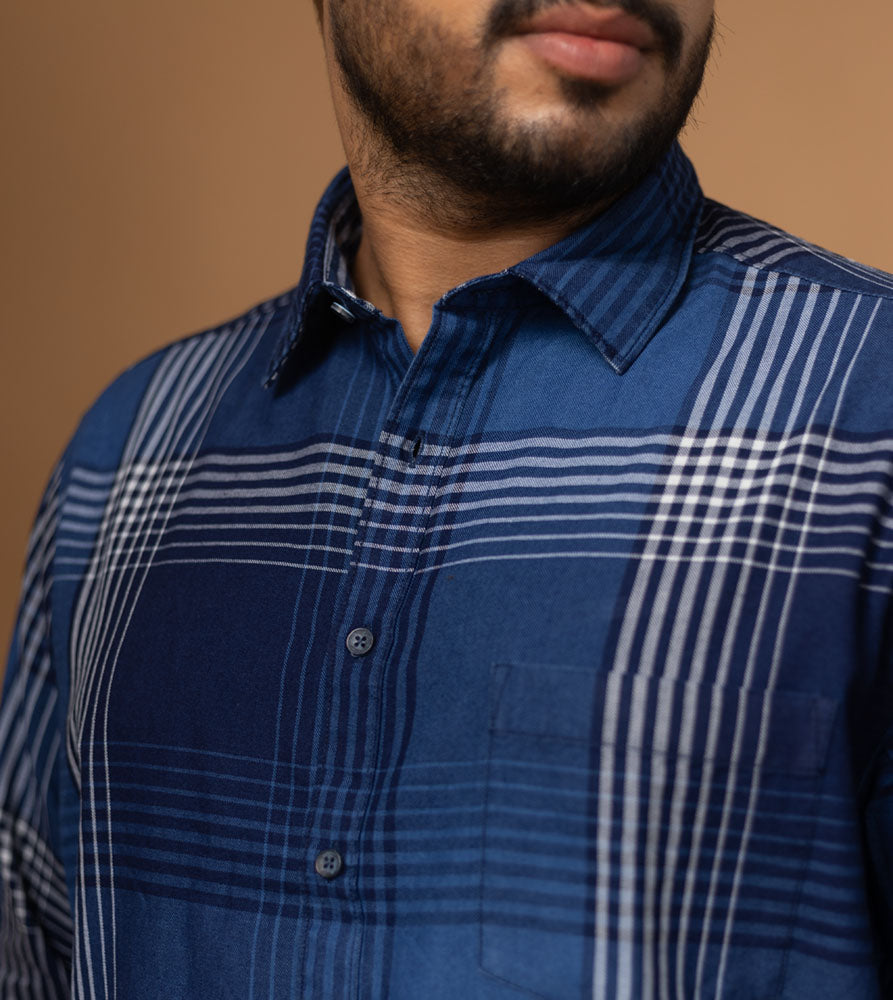 Plus Size Casual Shirt | 4XL - 10XL | 100% Cotton | Indigo