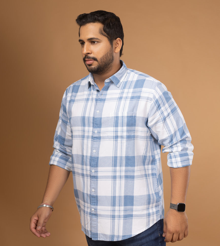 Plus Size Casual Shirt | 4XL - 10XL | 100% Cotton | Light Blue