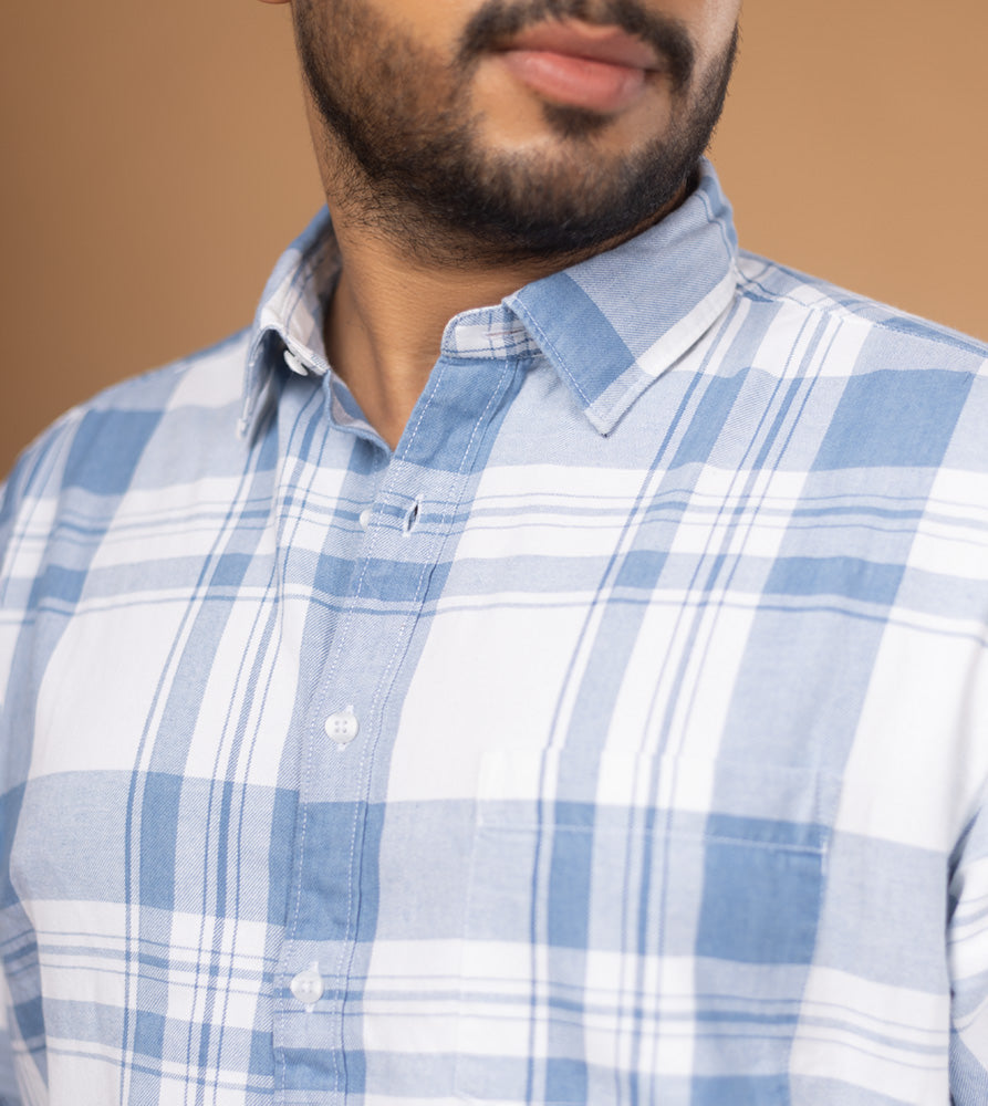 Plus Size Casual Shirt | 4XL - 10XL | 100% Cotton | Light Blue