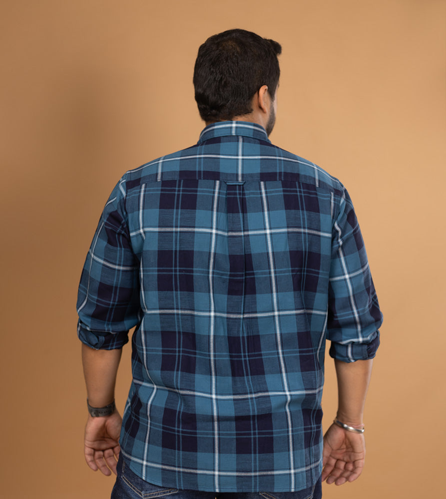 Plus Size Casual Shirt | 4XL - 10XL | 100% Cotton | Indigo