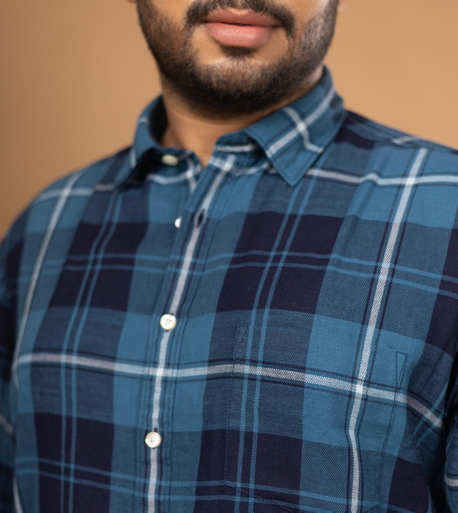 Plus Size Casual Shirt | 4XL - 10XL | 100% Cotton | Indigo