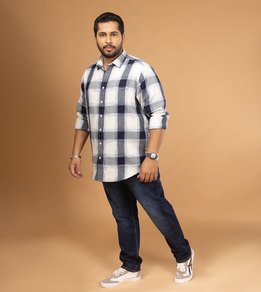 Plus Size Casual Shirt | 4XL - 10XL | 100% Cotton | Indigo