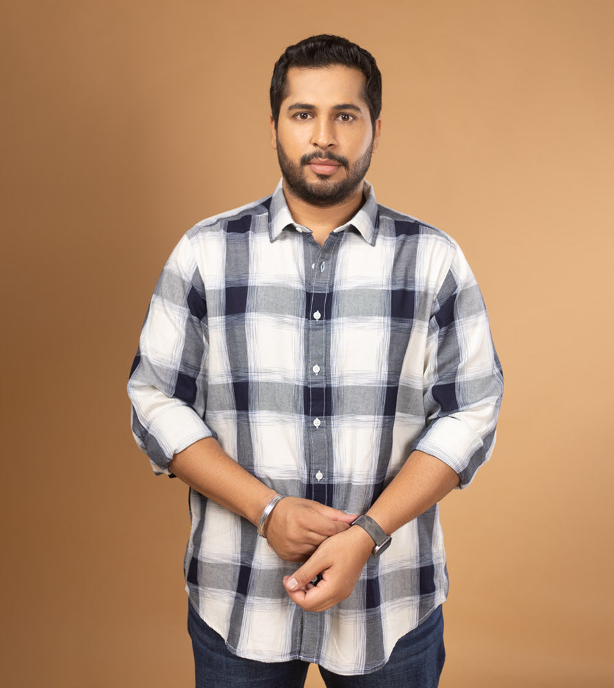 Plus Size Casual Shirt | 4XL - 10XL | 100% Cotton | Indigo