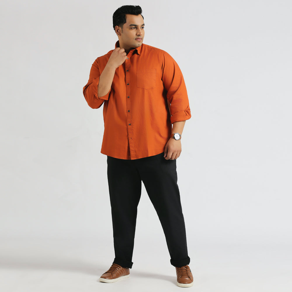 Plus Size Casual Shirt | 4XL - 10XL | 100% Cotton | Rust