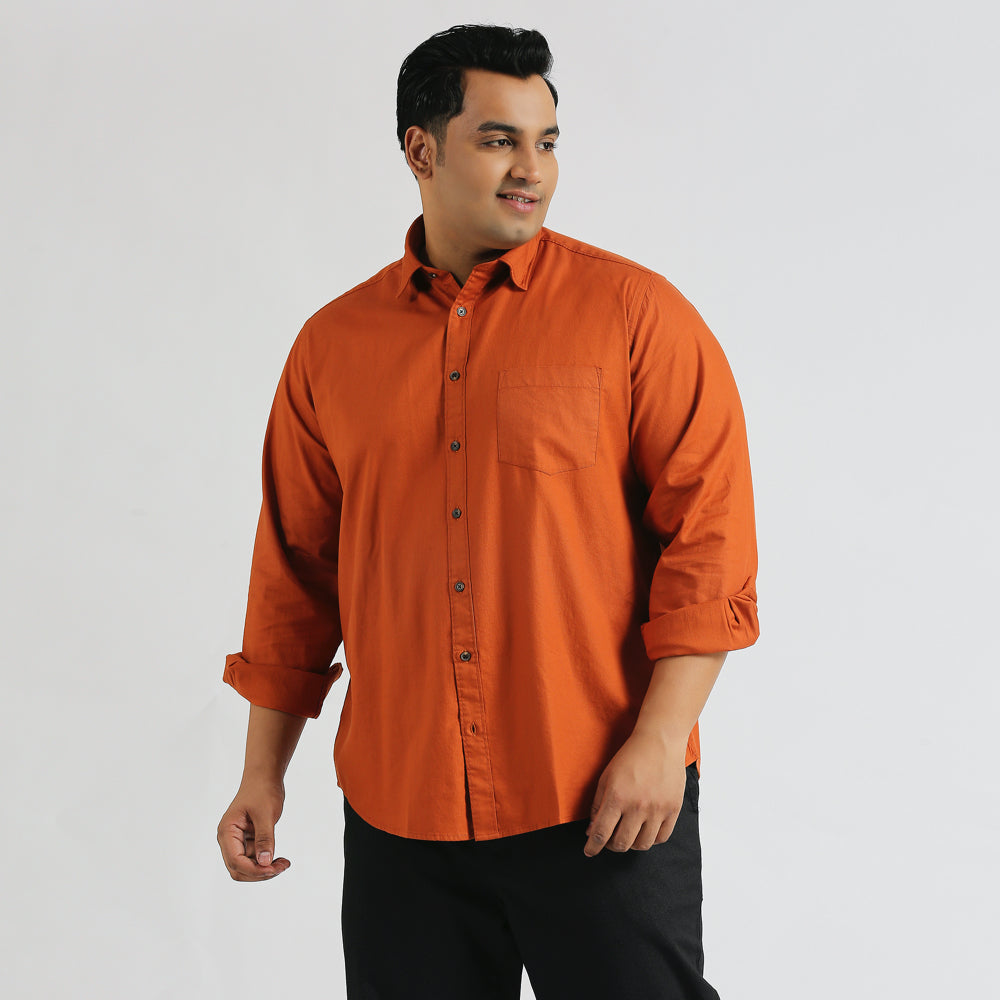 Plus Size Casual Shirt | 4XL - 10XL | 100% Cotton | Rust