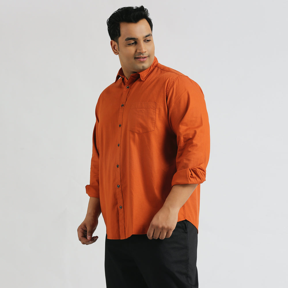 Plus Size Casual Shirt | 4XL - 10XL | 100% Cotton | Rust