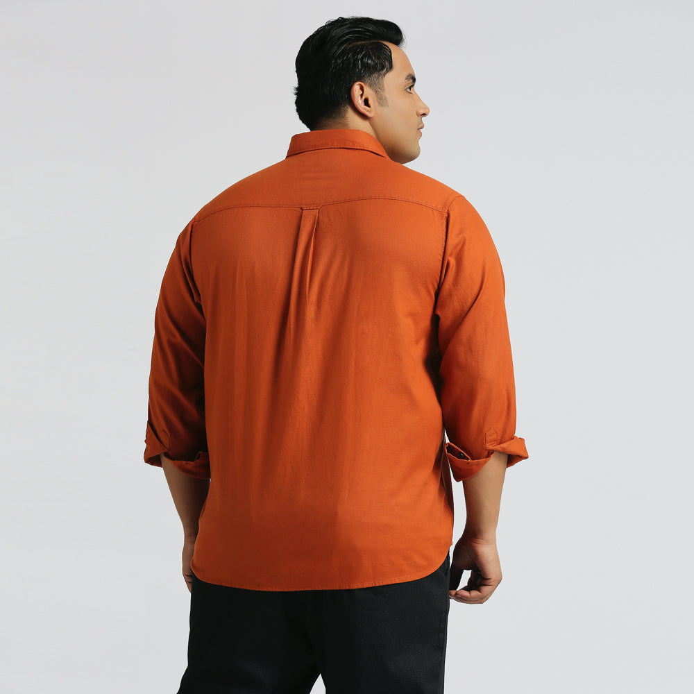Plus Size Casual Shirt | 4XL - 10XL | 100% Cotton | Rust