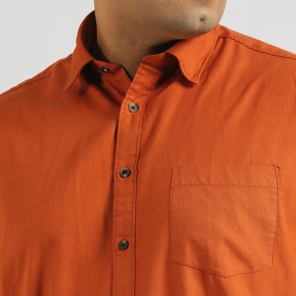 Plus Size Casual Shirt | 4XL - 10XL | 100% Cotton | Rust