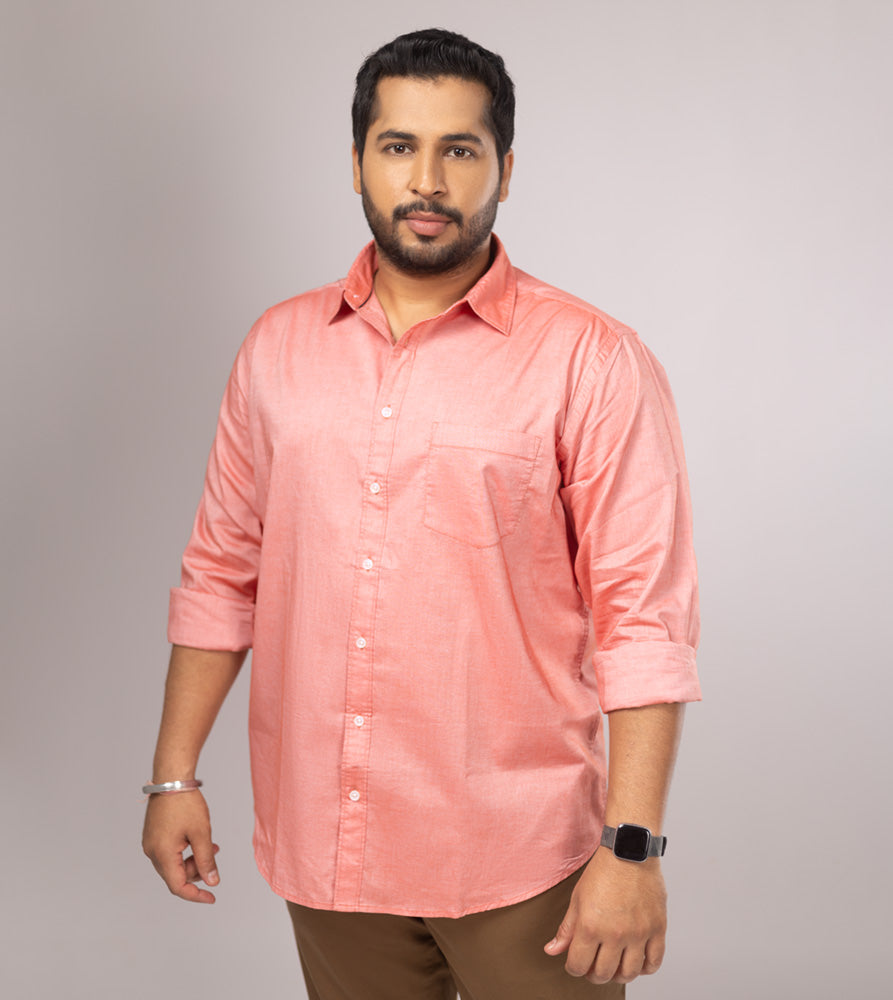 Plus Size Casual Shirt | 4XL - 10XL | 100% Cotton | Peach