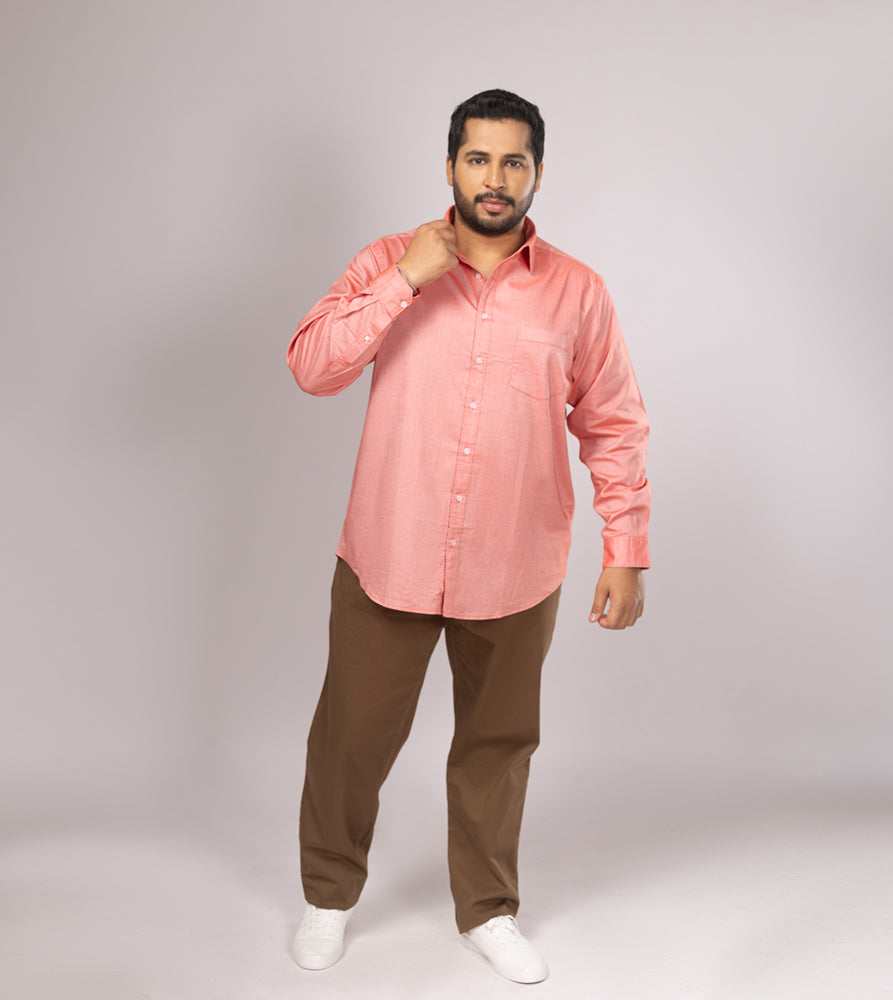 Sizeupp | Plus Size  Casual Shirt For Men | 4XL - 9XL | 100% Cotton | Solid | Peach
