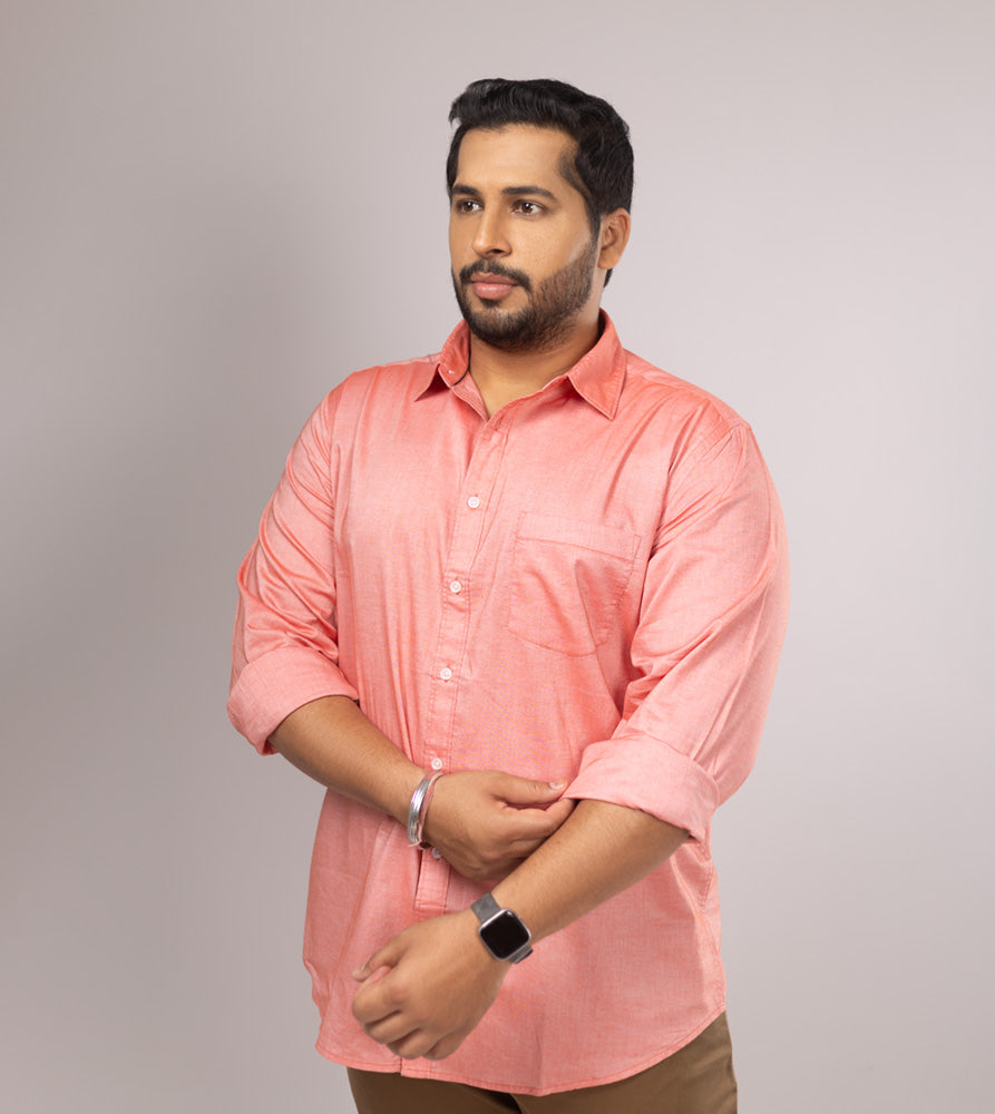 Plus Size Casual Shirt | 4XL - 10XL | 100% Cotton | Peach
