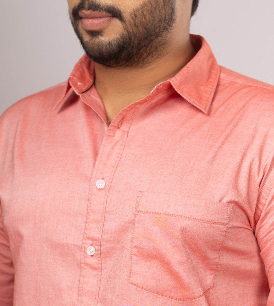 Sizeupp | Plus Size  Casual Shirt For Men | 4XL - 9XL | 100% Cotton | Solid | Peach