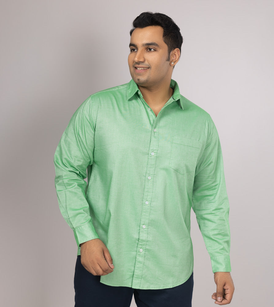 Plus Size Casual Shirt | 4XL - 10XL | 100% Cotton | Light Green