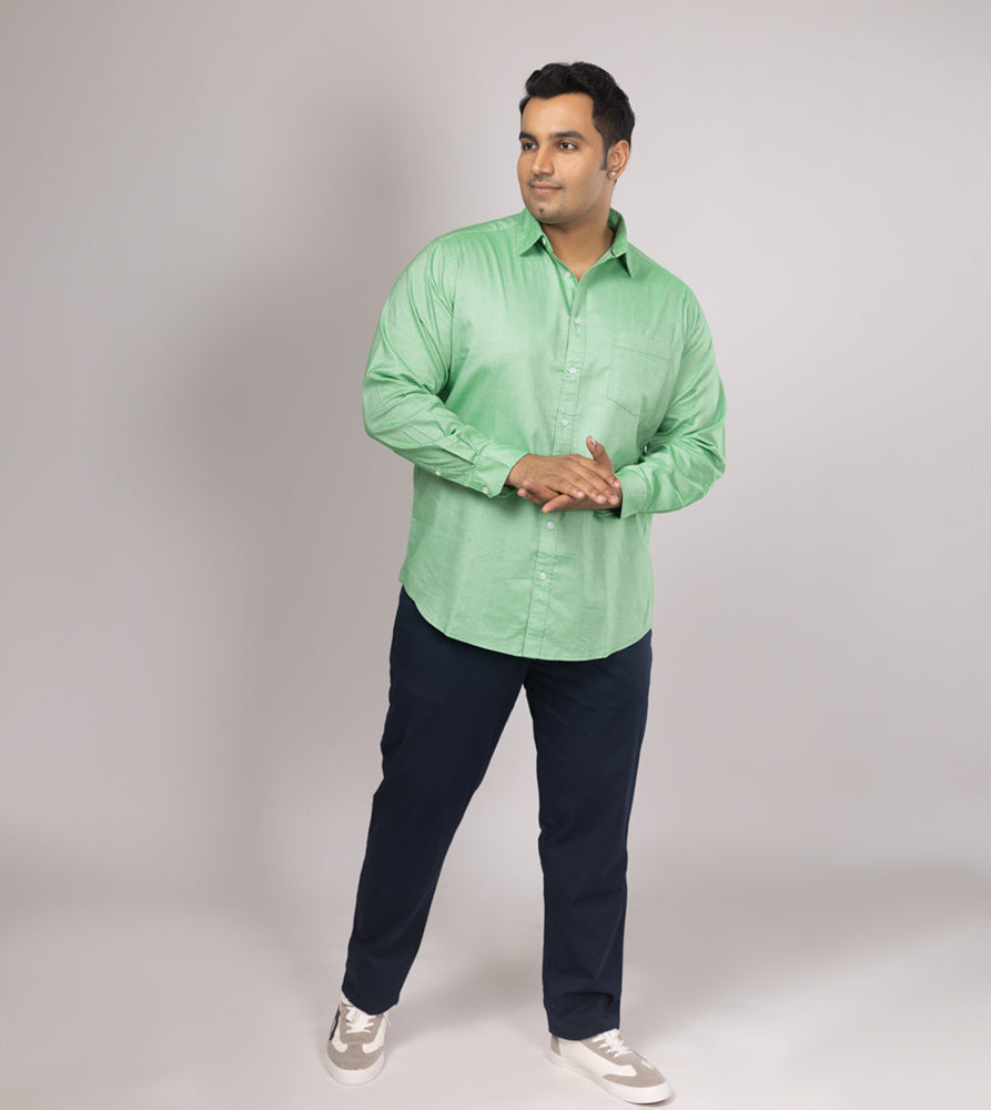 Plus Size Casual Shirt | 4XL - 10XL | 100% Cotton | Light Green