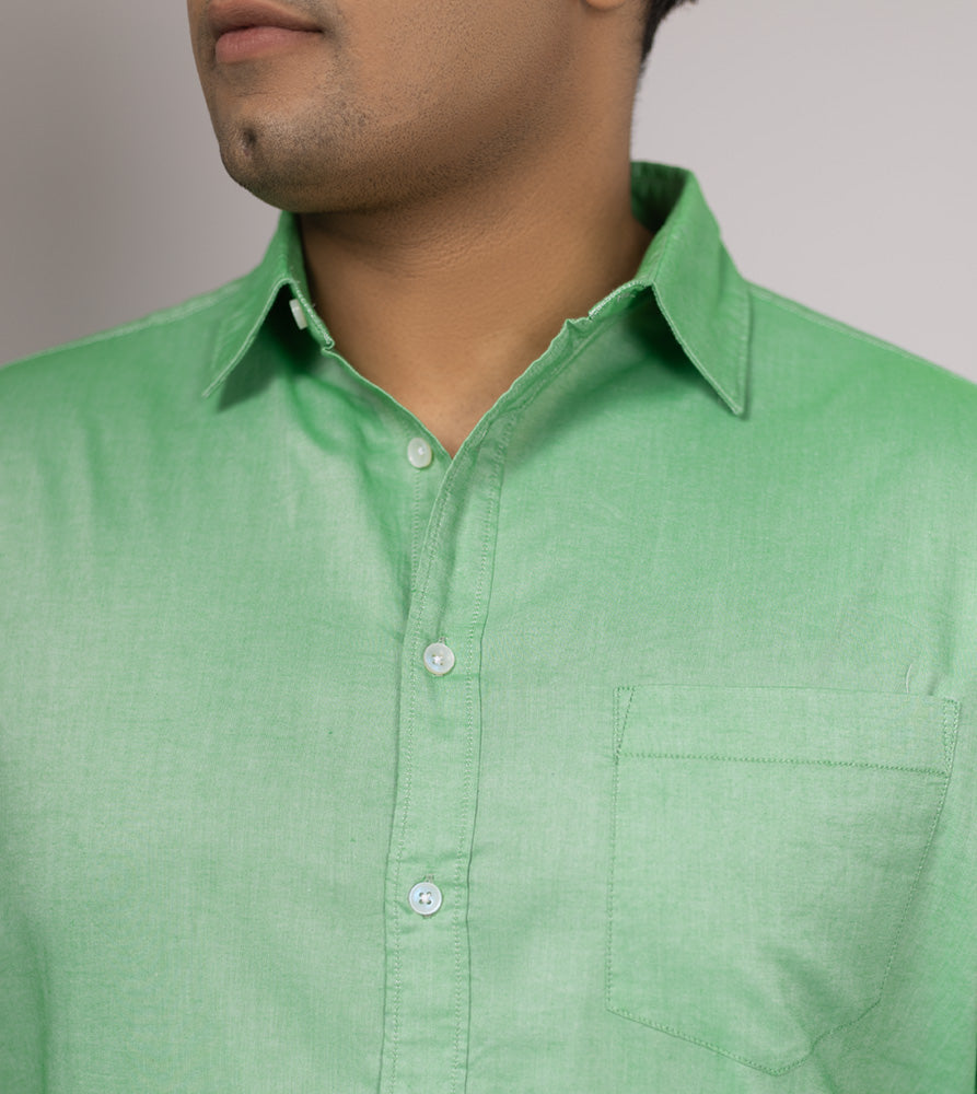 Plus Size Casual Shirt | 4XL - 10XL | 100% Cotton | Light Green