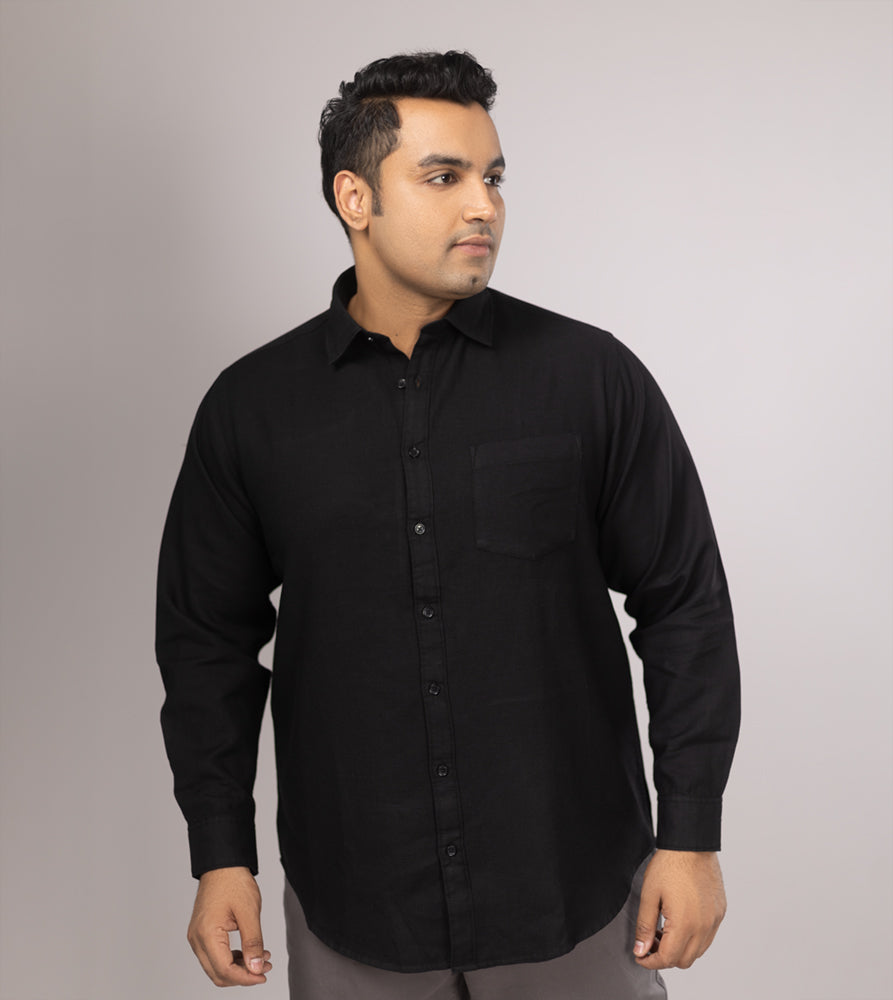 Plus Size Casual Shirt | 4XL - 10XL | 100% Cotton | Black