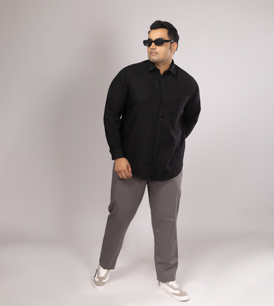 Plus Size Casual Shirt | 4XL - 10XL | 100% Cotton | Black