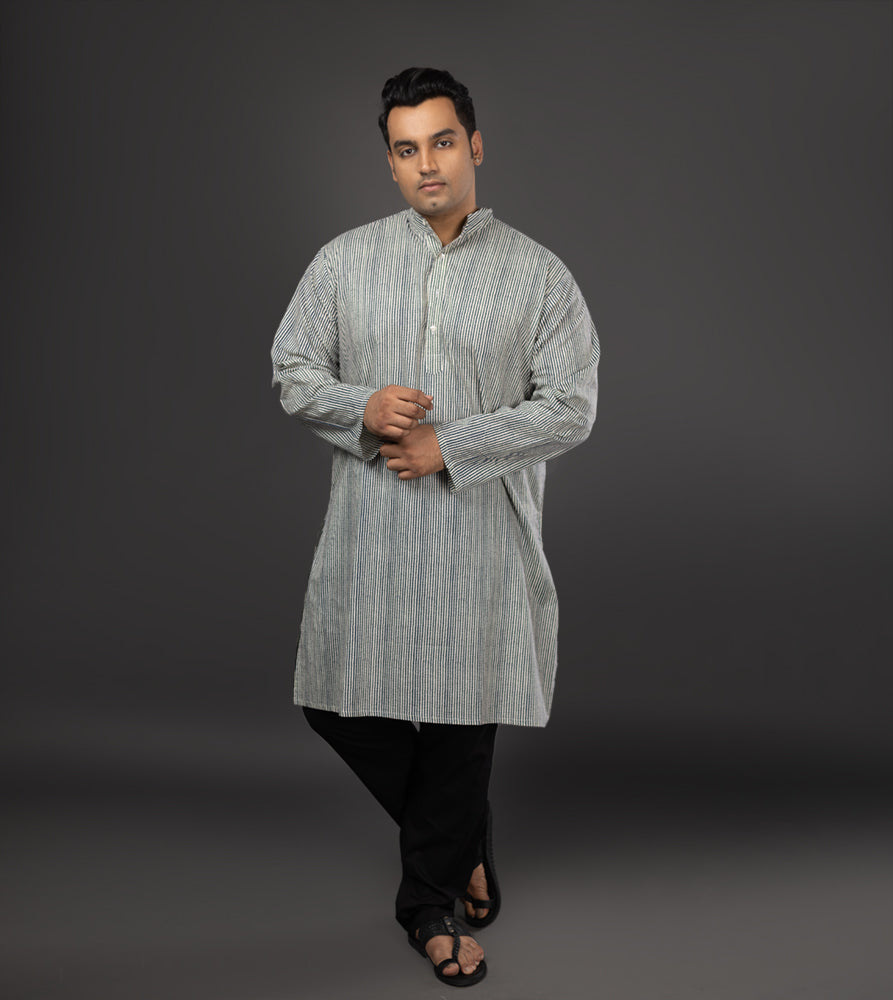 Sizeupp | Plus Size  Kurta For Men | 4XL - 9XL | 100% Cotton | Print | Navy