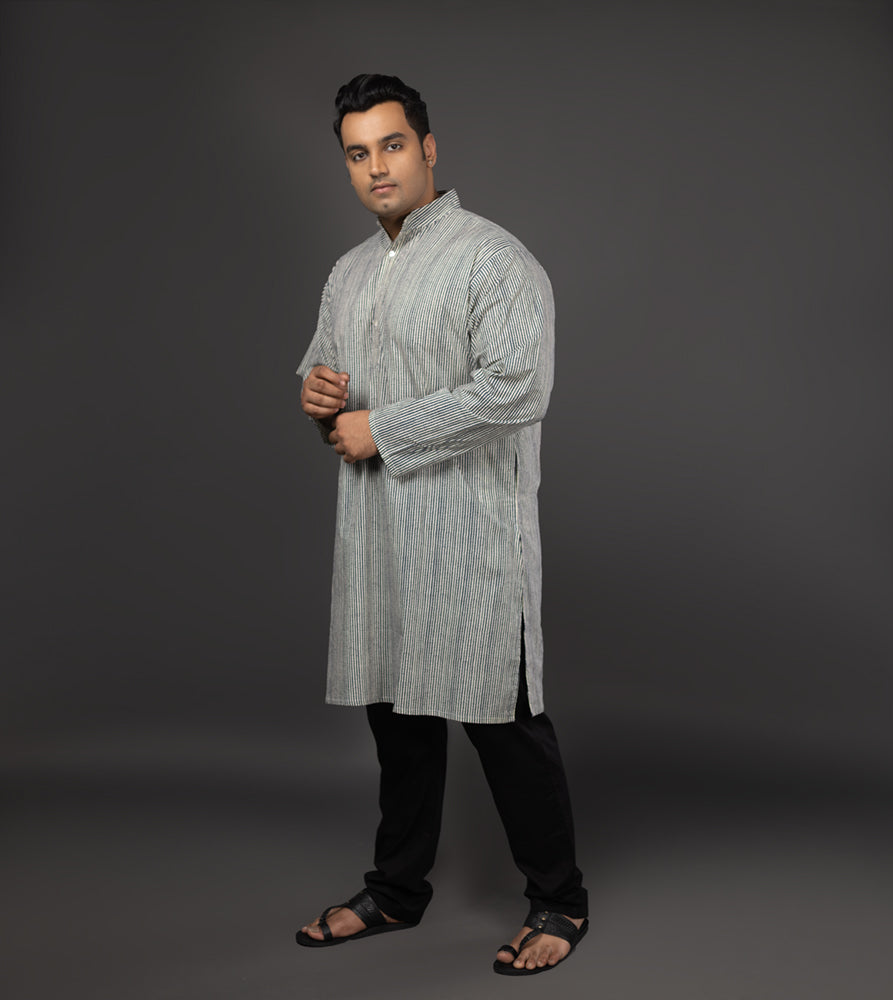 Sizeupp | Plus Size  Kurta For Men | 4XL - 9XL | 100% Cotton | Print | Navy