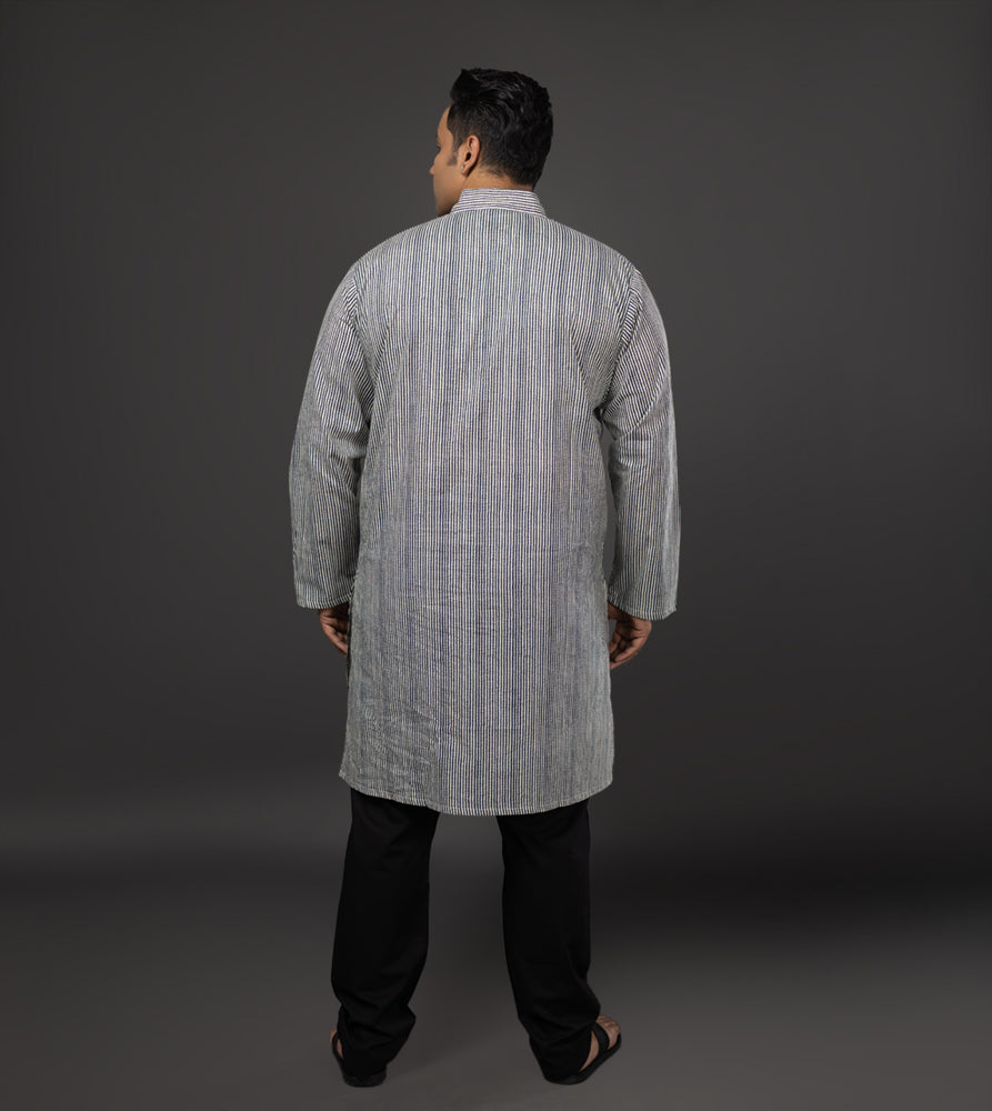 Sizeupp | Plus Size  Kurta For Men | 4XL - 9XL | 100% Cotton | Print | Navy