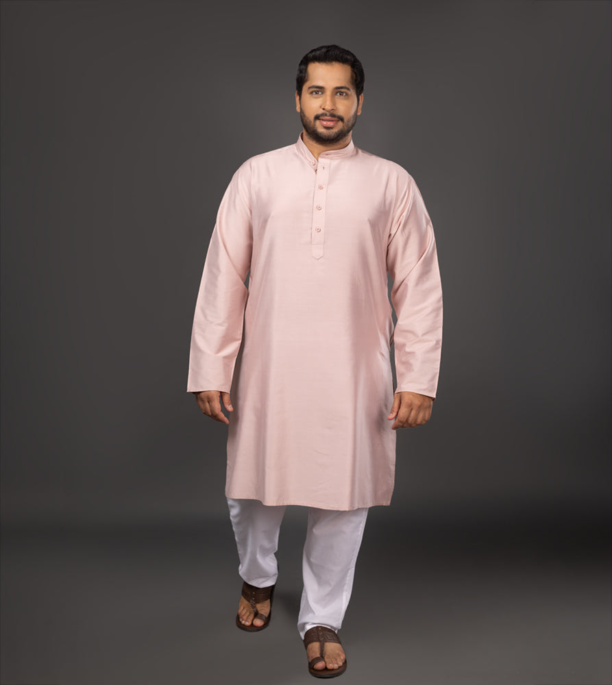 Sizeupp | Plus Size  Kurta For Men | 4XL - 9XL |  | Solid | Light Pink