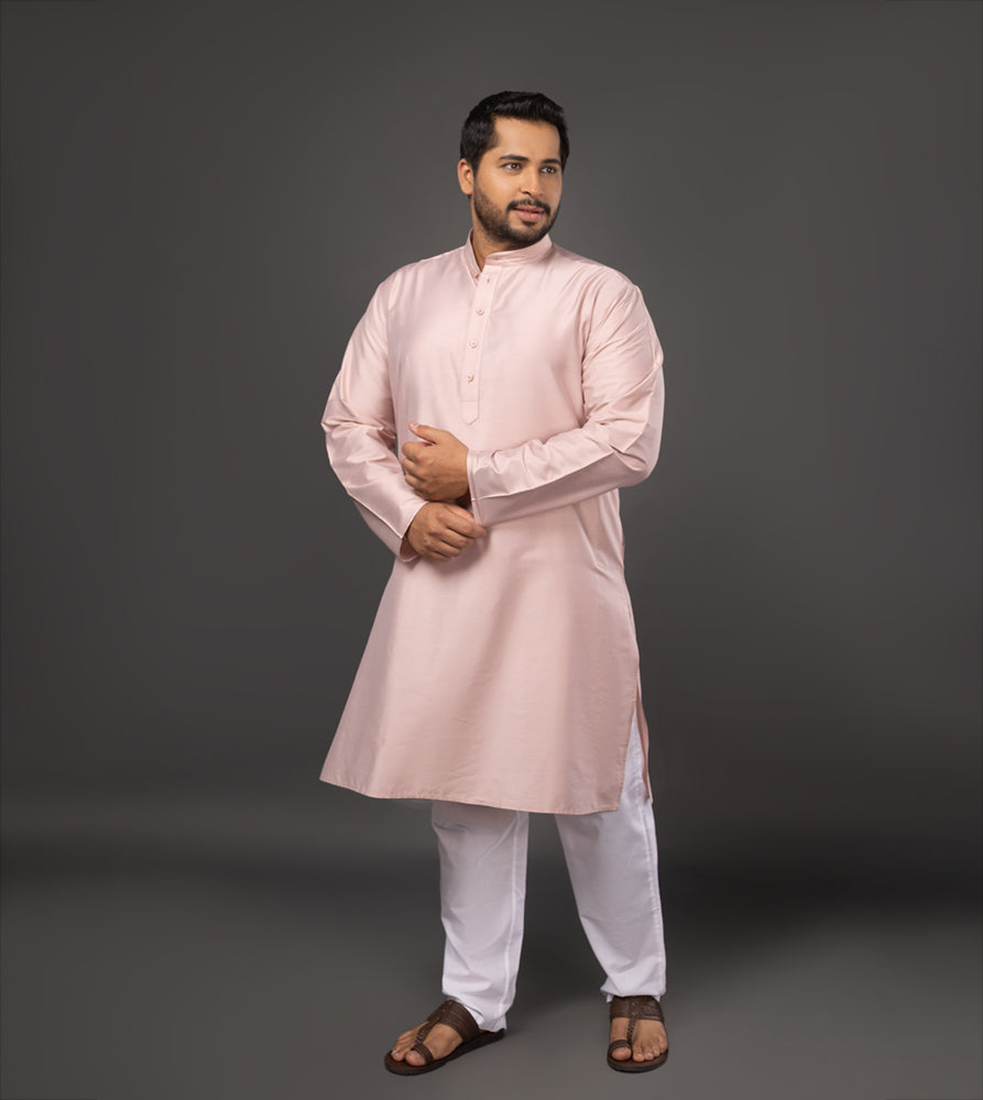 Sizeupp | Plus Size  Kurta For Men | 4XL - 9XL |  | Solid | Light Pink