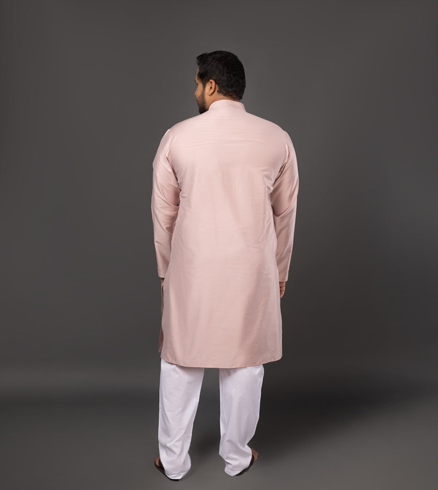Sizeupp | Plus Size  Kurta For Men | 4XL - 9XL |  | Solid | Light Pink