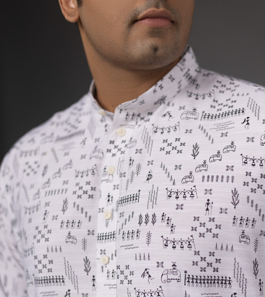 Sizeupp | Plus Size  Kurta For Men | 4XL - 9XL |  | Print | White