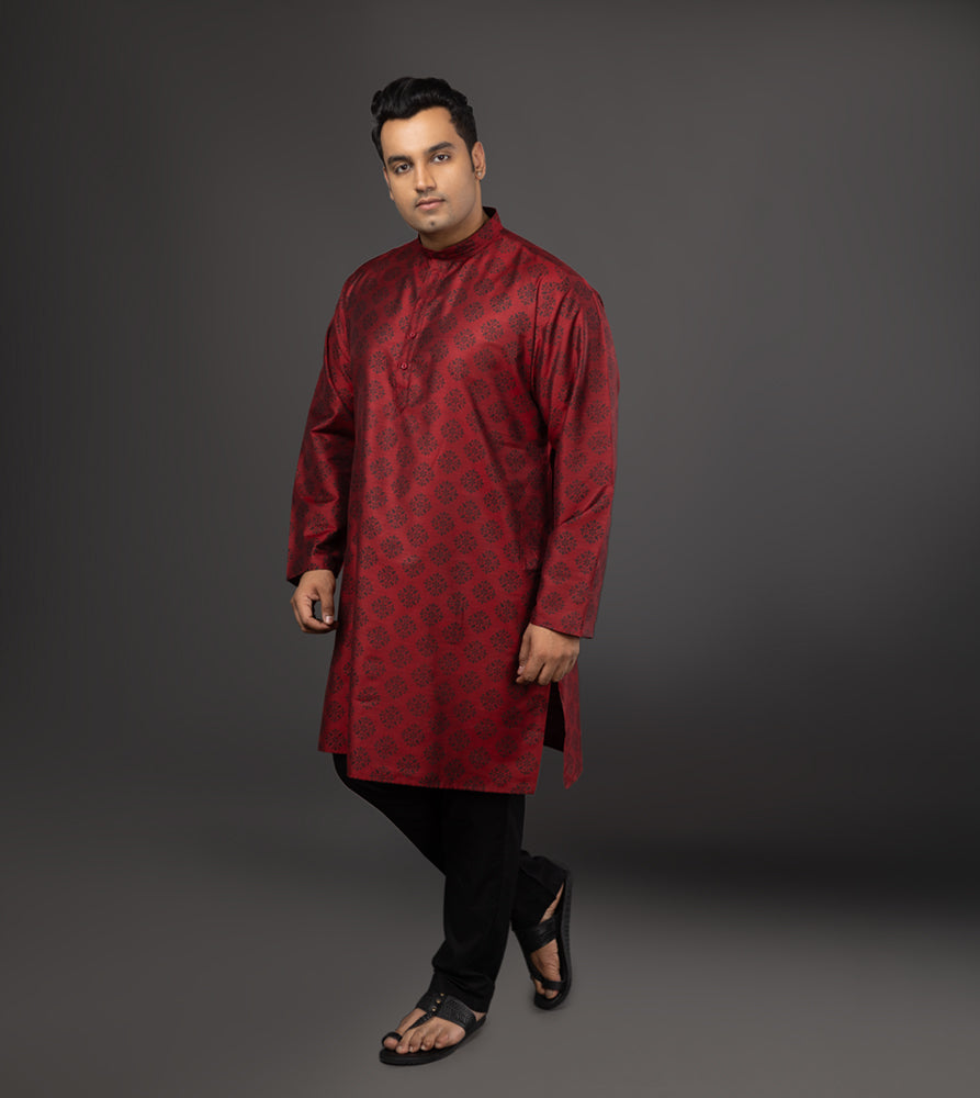 Sizeupp | Plus Size  Kurta For Men | 4XL - 9XL |  | Print | Red