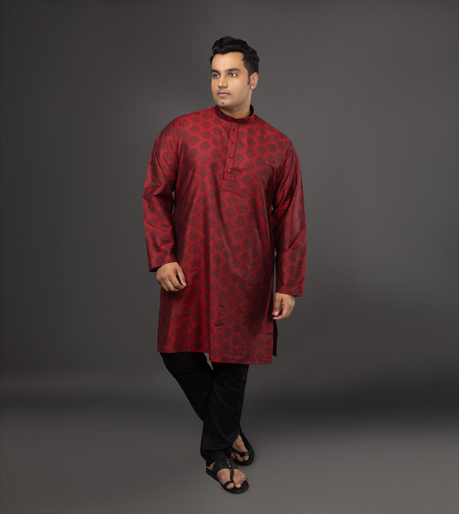 Sizeupp | Plus Size  Kurta For Men | 4XL - 9XL |  | Print | Red
