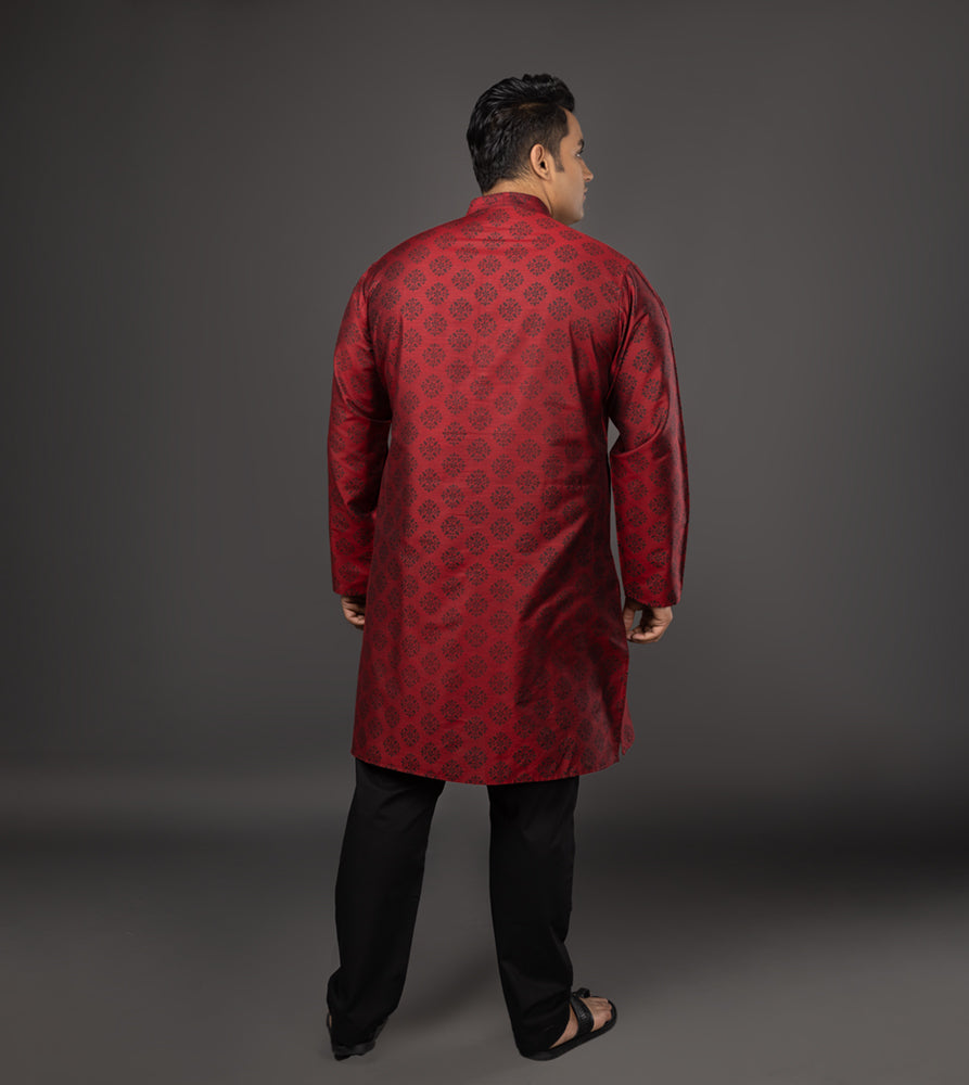 Sizeupp | Plus Size  Kurta For Men | 4XL - 9XL |  | Print | Red