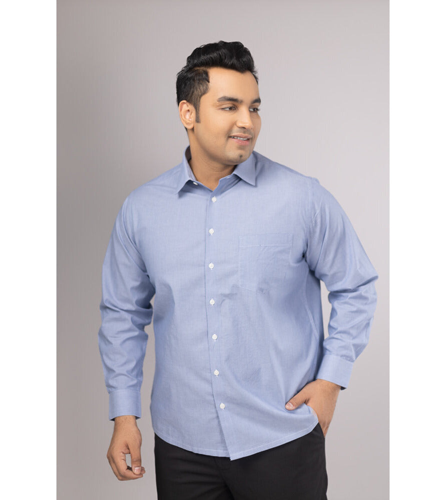 Plus Size Formal Shirt | 4XL - 10XL | 100% Cotton | Blue