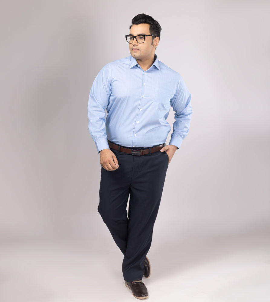 Plus Size Formal Shirt | 4XL - 10XL | 100% Cotton | Sky Blue