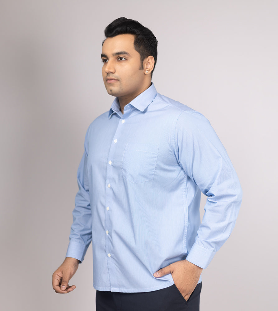 Plus Size Formal Shirt | 4XL - 10XL | 100% Cotton | Sky Blue
