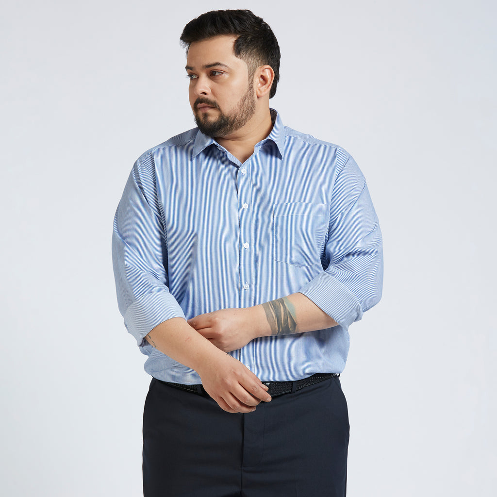 Plus Size Formal Shirt | 4XL - 10XL | 100% Cotton | Blue