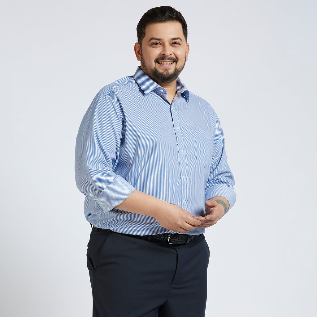 Plus Size Formal Shirt | 4XL - 10XL | 100% Cotton | Blue
