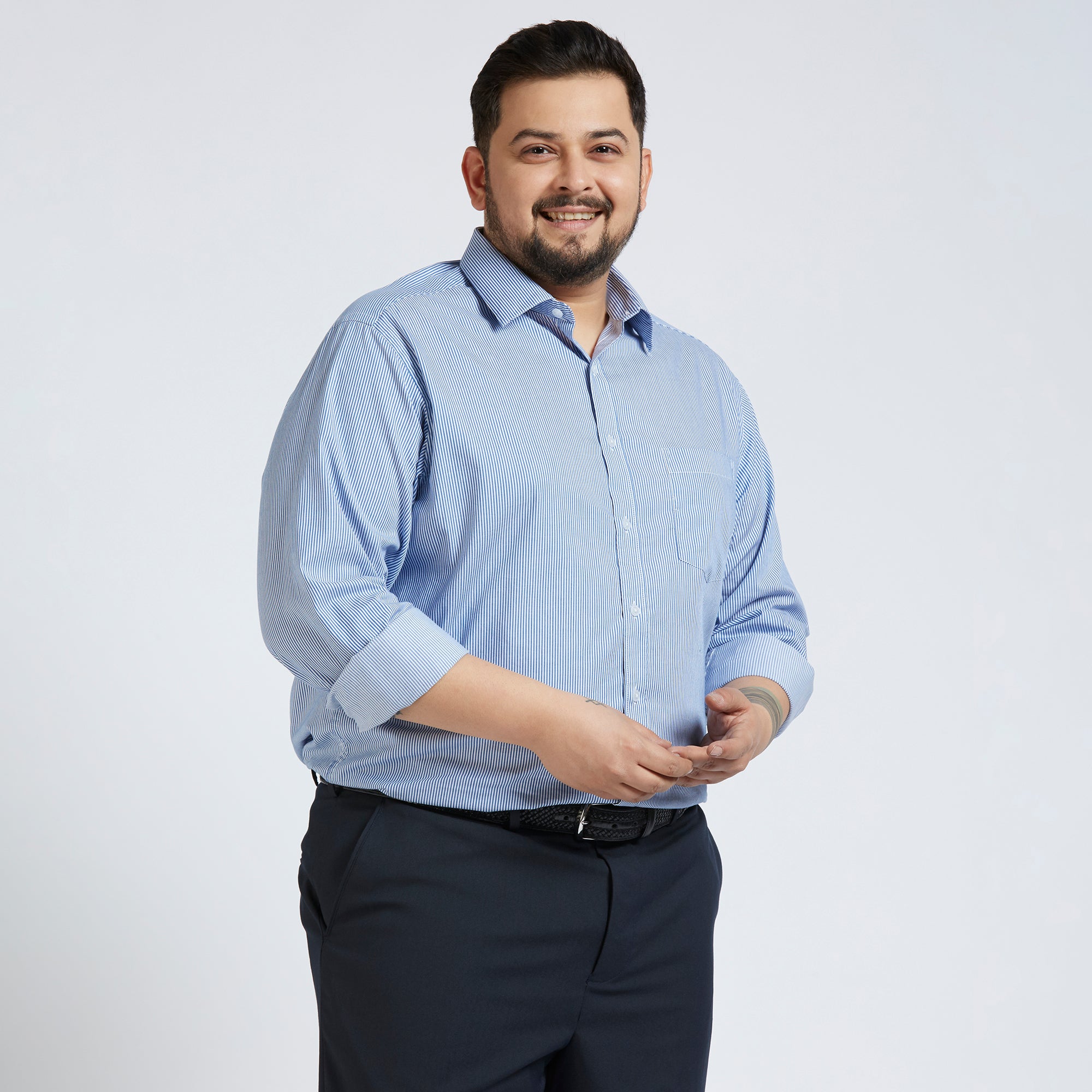 Plus Size Formal Shirt | 4XL - 10XL | 100% Cotton | Blue