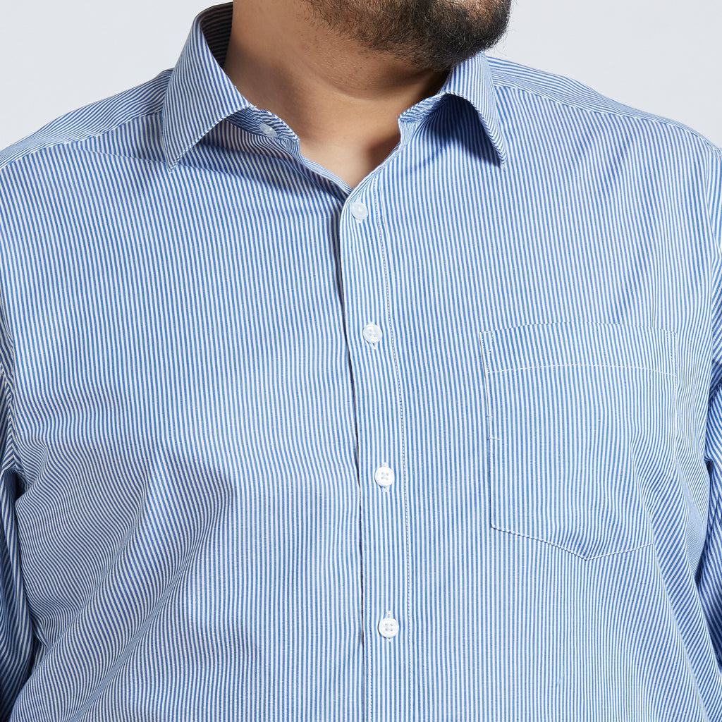Plus Size Formal Shirt | 4XL - 10XL | 100% Cotton | Blue