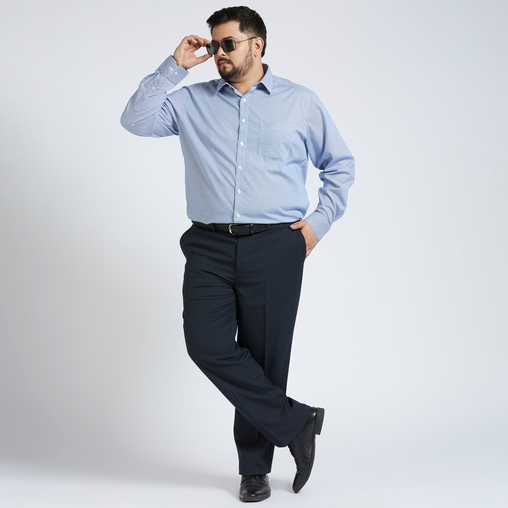 Plus Size Formal Shirt | 4XL - 10XL | 100% Cotton | Blue